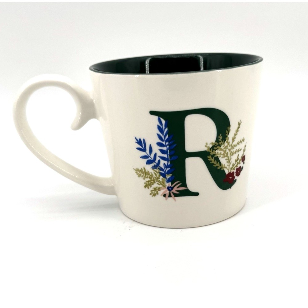 OPALHOUSE Boho Floral Initial "R" Monogram Porcelain Large Coffee Mug Cup